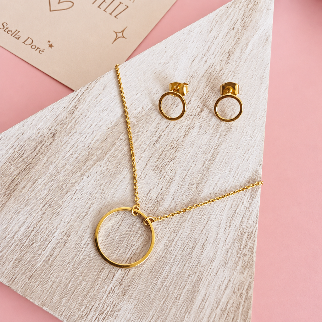 Pendiente círculos de acero con baño de oro de 0,8 cm