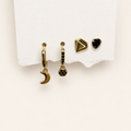Pack 10 con cuatro pendientes de plata con baño de oro