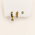 Pack 18 con dos pendientes de plata con baño de oro, uno ear cuff