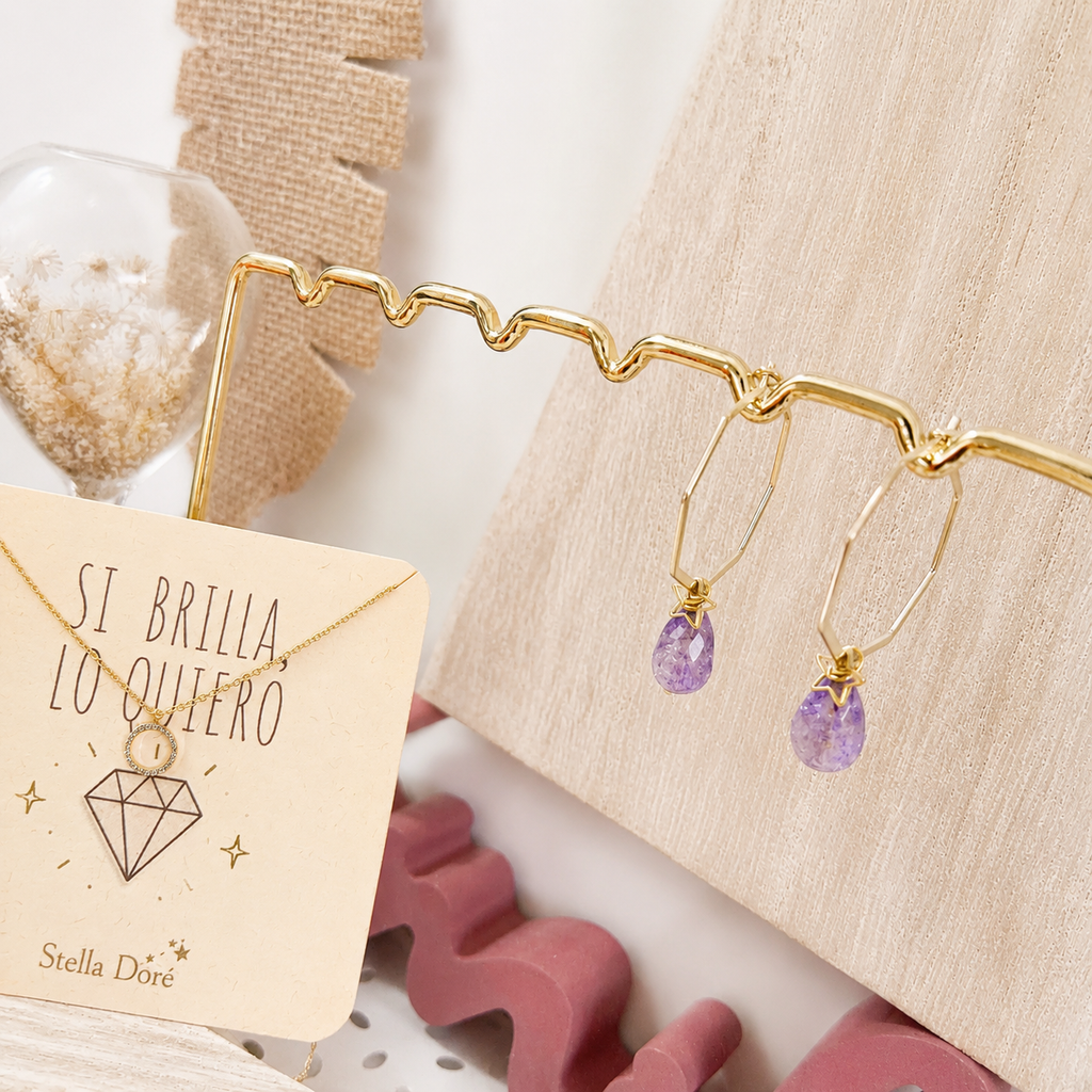 Aro Rombo Mineral Amatista