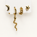 Pack 5 con cuatro pendientes de plata con baño de oro