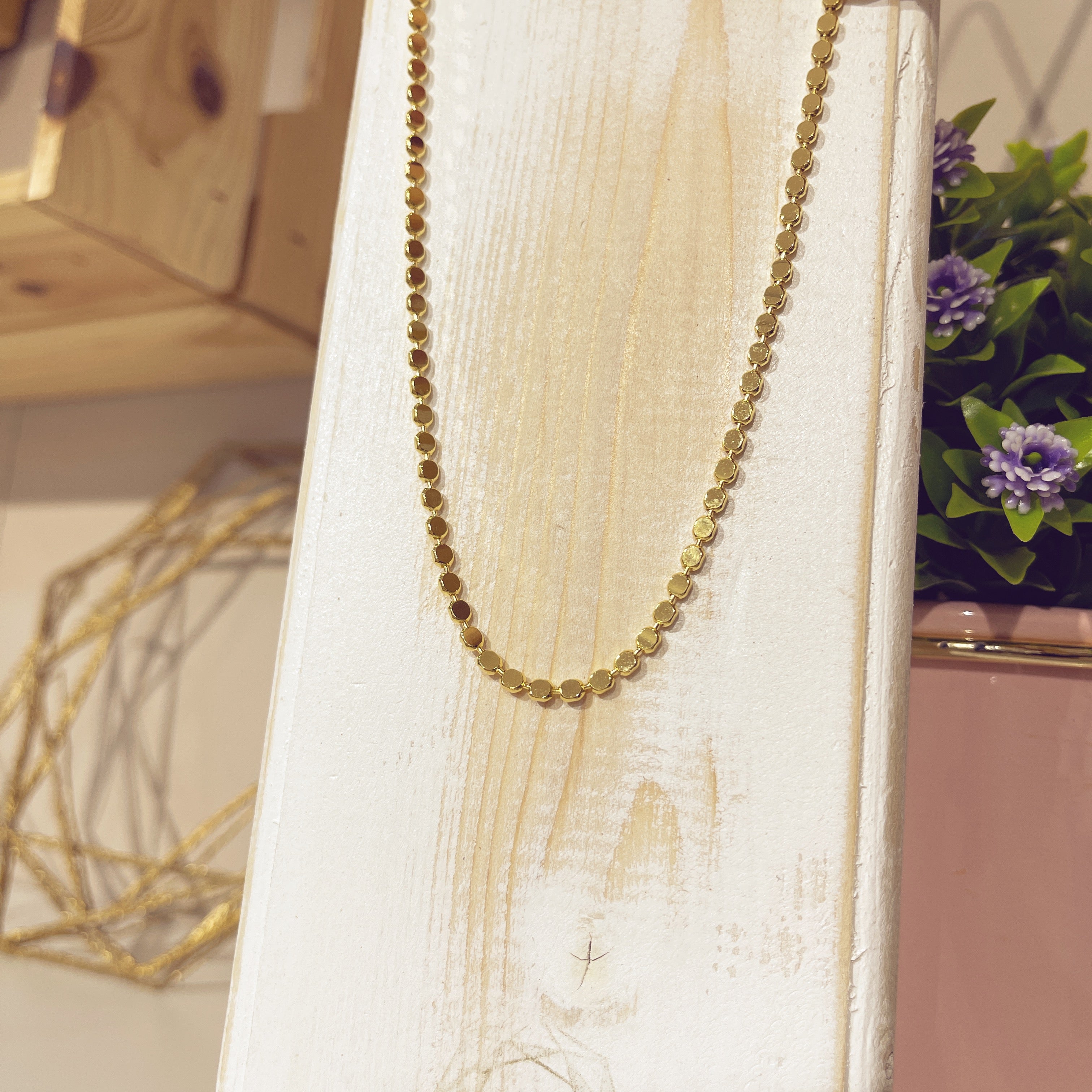 Collar eslabón discos dorado - vista 1